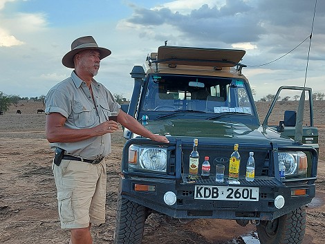 Lumo Conservancy, Sundowner am Lion Rock