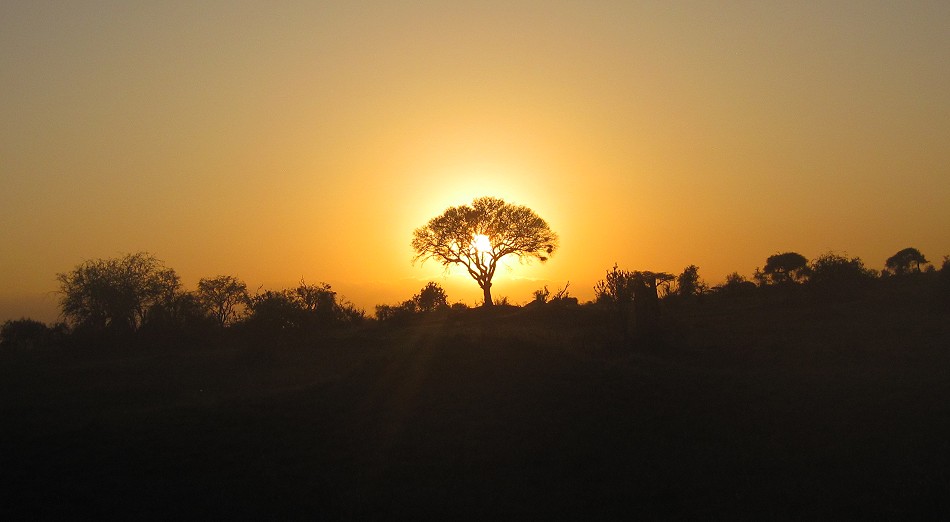 Sonnenuntergang im Lumo/Taita Reservat