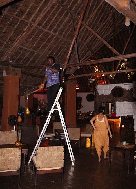 das Porini Restaurant wird f&uuml;r die Weihnachtszeit geschm&uuml;ckt