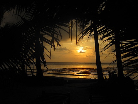 Morgens an den Mbuyu Beach Bungalows