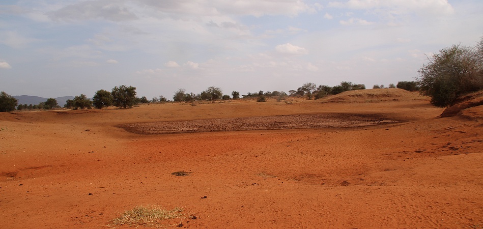 ausgetrocknete Wasserstelle im Lumo Conservancy